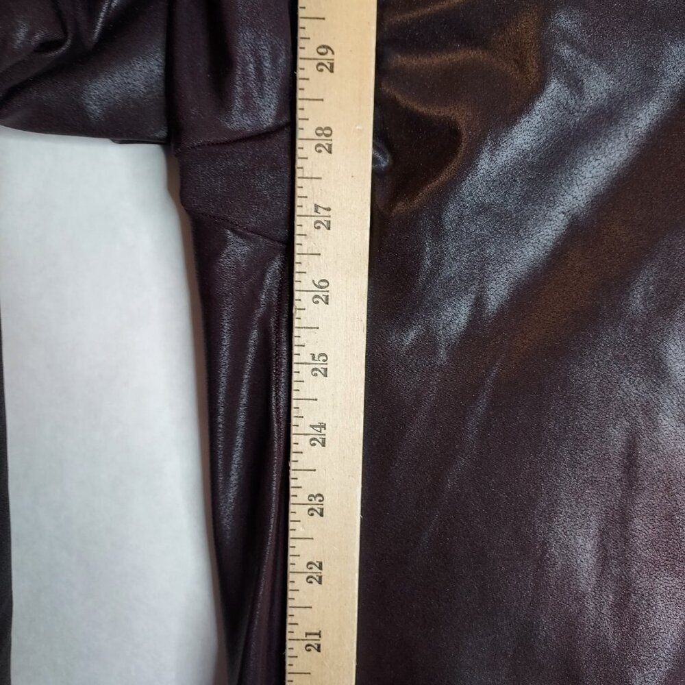 Spanx Leggings Faux Leather Women XL Black w Purple Base Pull On Wide Waist Goth - Picture 10 of 10